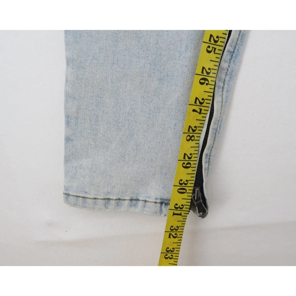 Eternity BC/AD Mens Shark Mouth Patch Distressed Skinny Jeans Light Wash Size 34